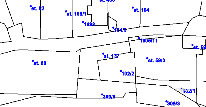 Parcela st. 137 v KÚ Želeč u Tábora, Katastrální mapa