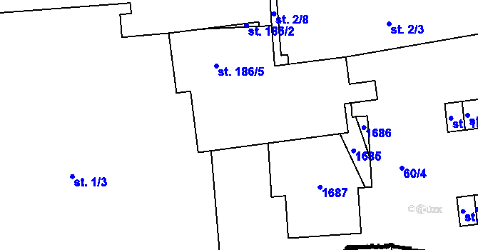 Parcela st. 186/5 v KÚ Želeč u Tábora, Katastrální mapa