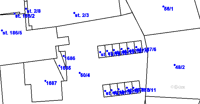 Parcela st. 187/1 v KÚ Želeč u Tábora, Katastrální mapa