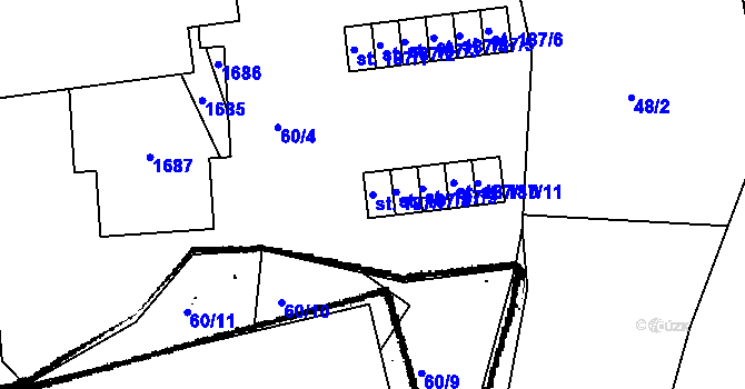 Parcela st. 187/7 v KÚ Želeč u Tábora, Katastrální mapa