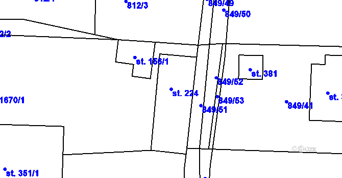 Parcela st. 224 v KÚ Želeč u Tábora, Katastrální mapa