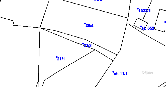 Parcela st. 21/2 v KÚ Želeč u Tábora, Katastrální mapa