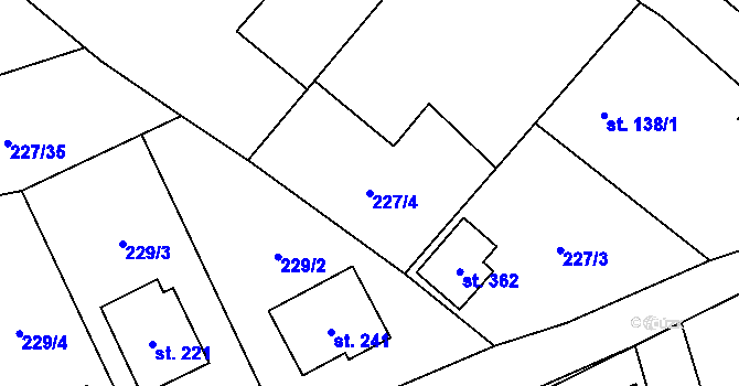 Parcela st. 227/4 v KÚ Želeč u Tábora, Katastrální mapa