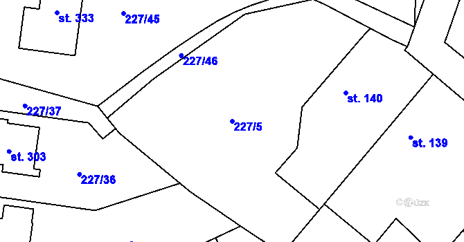 Parcela st. 227/5 v KÚ Želeč u Tábora, Katastrální mapa
