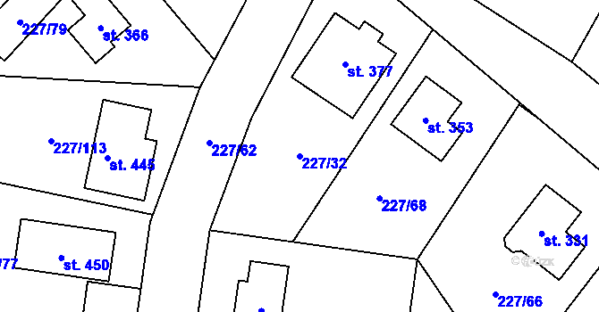 Parcela st. 227/32 v KÚ Želeč u Tábora, Katastrální mapa