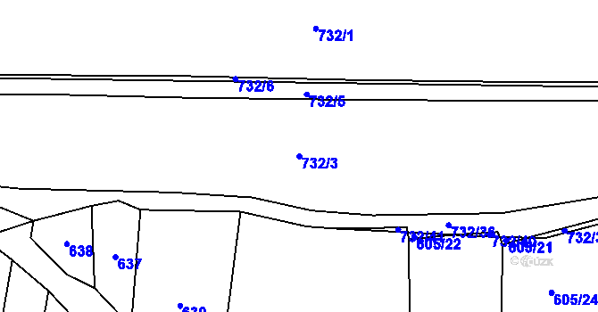 Parcela st. 732/3 v KÚ Želeč u Tábora, Katastrální mapa