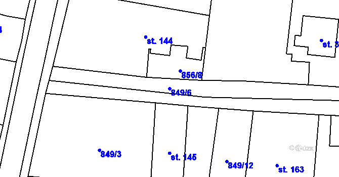 Parcela st. 849/6 v KÚ Želeč u Tábora, Katastrální mapa
