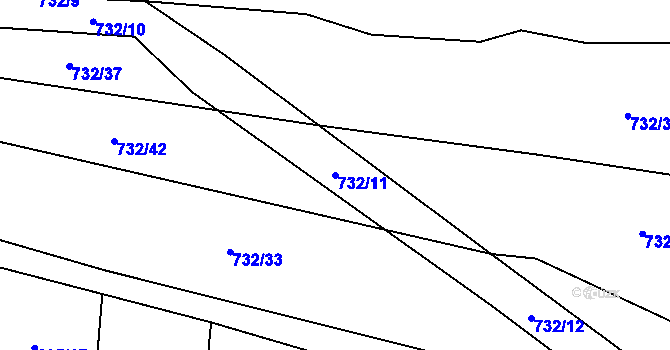 Parcela st. 732/11 v KÚ Želeč u Tábora, Katastrální mapa