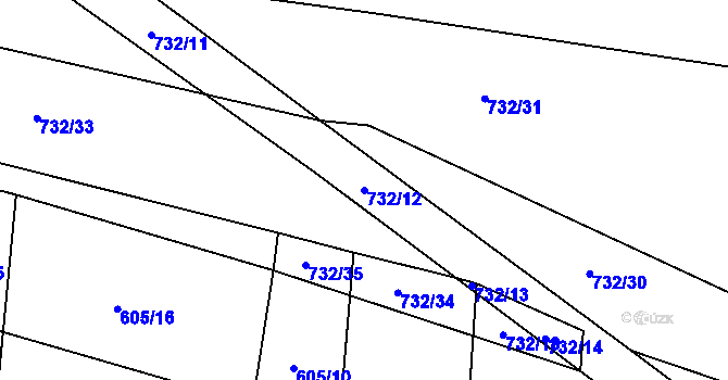 Parcela st. 732/12 v KÚ Želeč u Tábora, Katastrální mapa