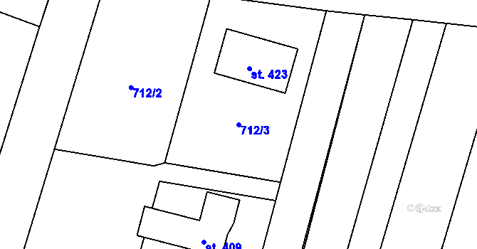Parcela st. 712/3 v KÚ Želeč u Tábora, Katastrální mapa