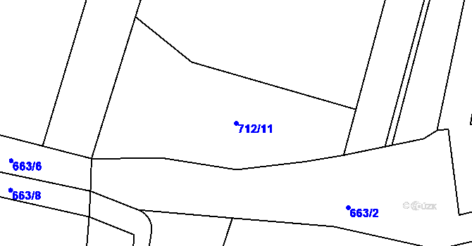 Parcela st. 712/11 v KÚ Želeč u Tábora, Katastrální mapa