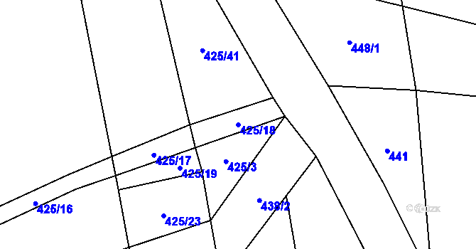 Parcela st. 425/18 v KÚ Želeč u Tábora, Katastrální mapa