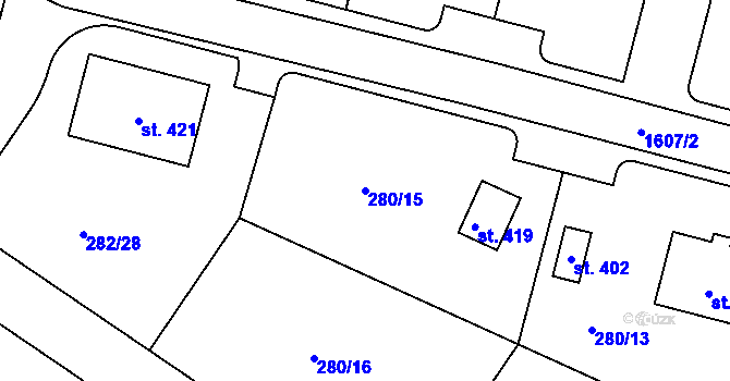 Parcela st. 280/15 v KÚ Želeč u Tábora, Katastrální mapa