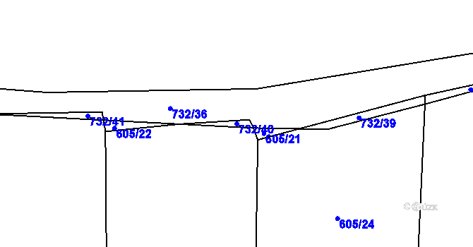 Parcela st. 732/40 v KÚ Želeč u Tábora, Katastrální mapa
