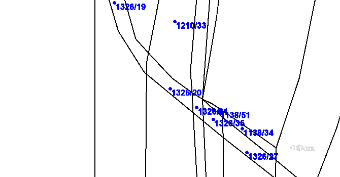 Parcela st. 1326/20 v KÚ Želeč u Tábora, Katastrální mapa