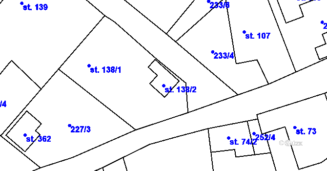 Parcela st. 138/2 v KÚ Želeč u Tábora, Katastrální mapa