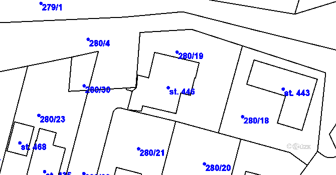 Parcela st. 446 v KÚ Želeč u Tábora, Katastrální mapa