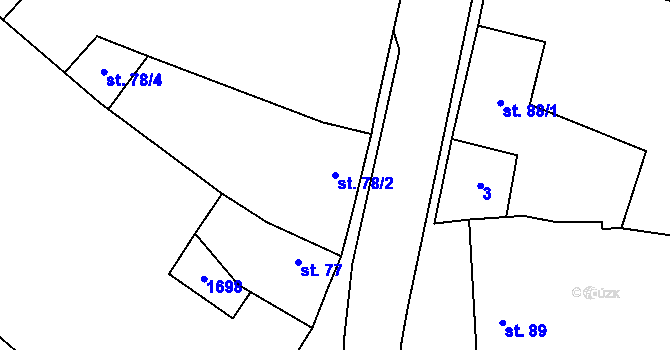 Parcela st. 78/2 v KÚ Želeč u Žatce, Katastrální mapa