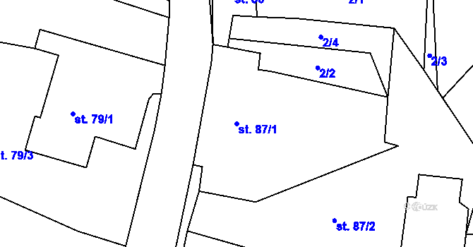 Parcela st. 87/1 v KÚ Želeč u Žatce, Katastrální mapa