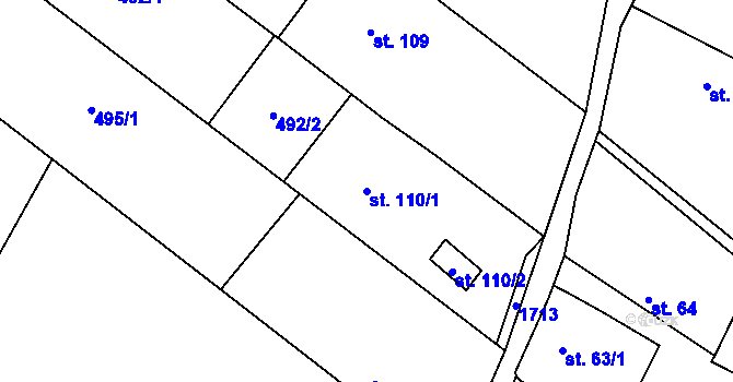 Parcela st. 110/1 v KÚ Želeč u Žatce, Katastrální mapa