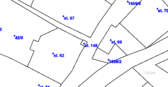 Parcela st. 148 v KÚ Želeč u Žatce, Katastrální mapa