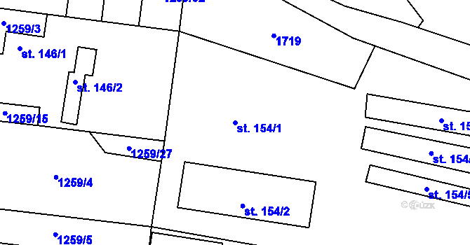Parcela st. 154/1 v KÚ Želeč u Žatce, Katastrální mapa