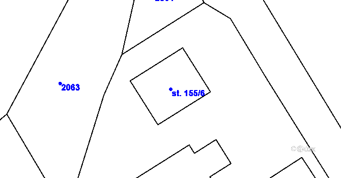Parcela st. 155/6 v KÚ Želeč u Žatce, Katastrální mapa