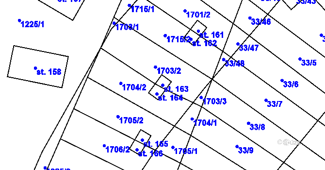 Parcela st. 163 v KÚ Želeč u Žatce, Katastrální mapa