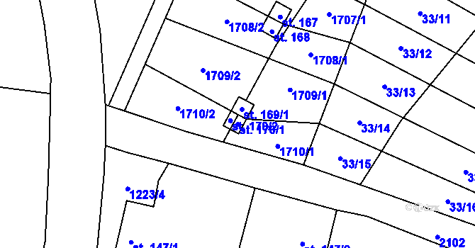 Parcela st. 170/1 v KÚ Želeč u Žatce, Katastrální mapa