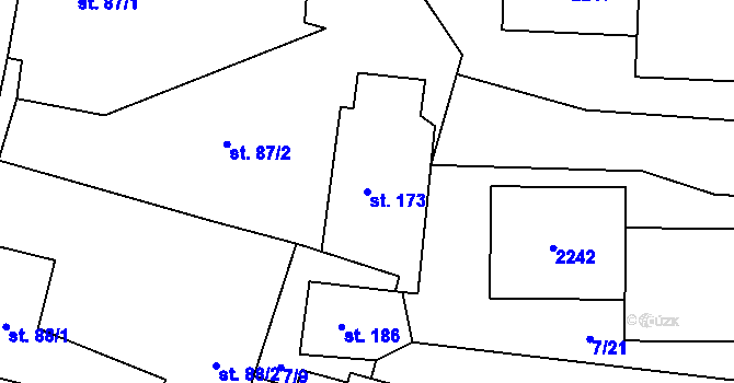 Parcela st. 173 v KÚ Želeč u Žatce, Katastrální mapa