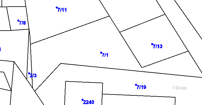 Parcela st. 7/1 v KÚ Želeč u Žatce, Katastrální mapa