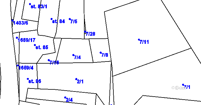 Parcela st. 7/8 v KÚ Želeč u Žatce, Katastrální mapa