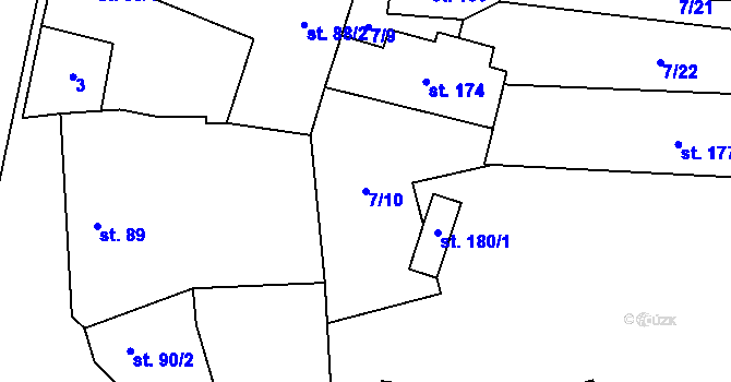 Parcela st. 7/10 v KÚ Želeč u Žatce, Katastrální mapa