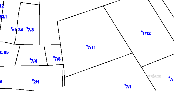 Parcela st. 7/11 v KÚ Želeč u Žatce, Katastrální mapa