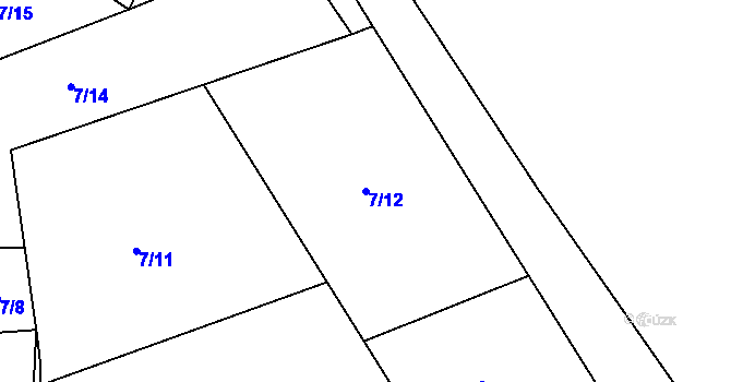 Parcela st. 7/12 v KÚ Želeč u Žatce, Katastrální mapa