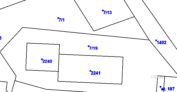 Parcela st. 7/19 v KÚ Želeč u Žatce, Katastrální mapa