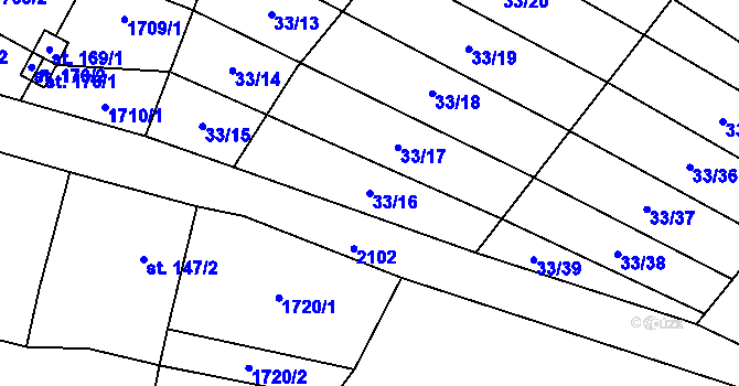 Parcela st. 33/16 v KÚ Želeč u Žatce, Katastrální mapa
