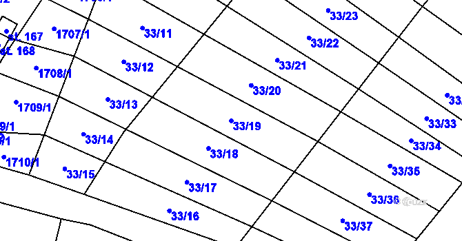 Parcela st. 33/19 v KÚ Želeč u Žatce, Katastrální mapa
