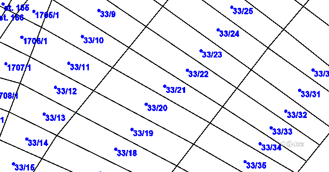 Parcela st. 33/21 v KÚ Želeč u Žatce, Katastrální mapa