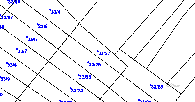 Parcela st. 33/27 v KÚ Želeč u Žatce, Katastrální mapa