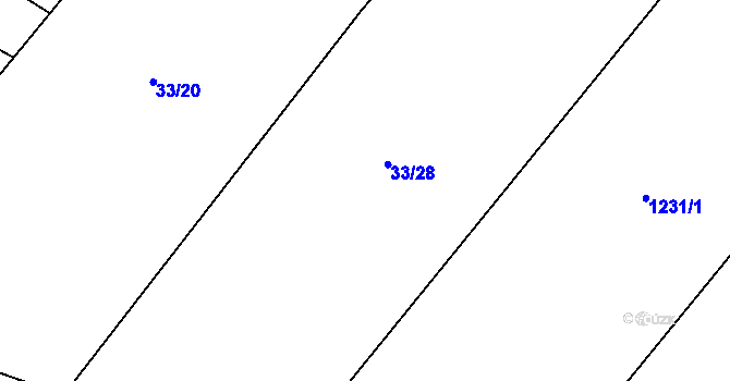 Parcela st. 33/33 v KÚ Želeč u Žatce, Katastrální mapa
