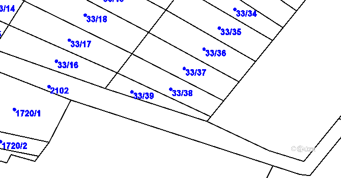 Parcela st. 33/38 v KÚ Želeč u Žatce, Katastrální mapa