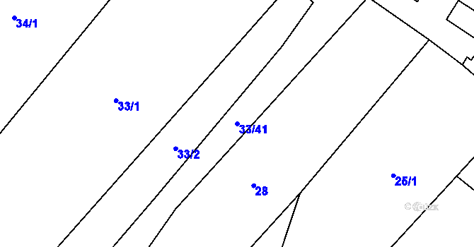 Parcela st. 33/41 v KÚ Želeč u Žatce, Katastrální mapa