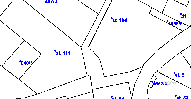 Parcela st. 40/1 v KÚ Želeč u Žatce, Katastrální mapa