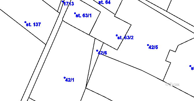 Parcela st. 42/6 v KÚ Želeč u Žatce, Katastrální mapa