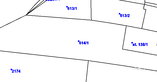 Parcela st. 614/1 v KÚ Želeč u Žatce, Katastrální mapa