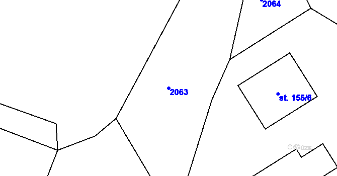 Parcela st. 2063 v KÚ Želeč u Žatce, Katastrální mapa