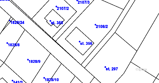 Parcela st. 356 v KÚ Želeč na Hané, Katastrální mapa