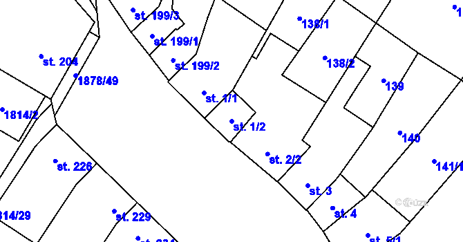 Parcela st. 1/2 v KÚ Želeč na Hané, Katastrální mapa