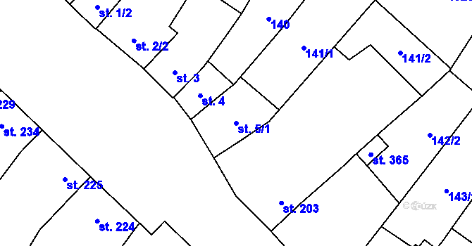 Parcela st. 5/1 v KÚ Želeč na Hané, Katastrální mapa
